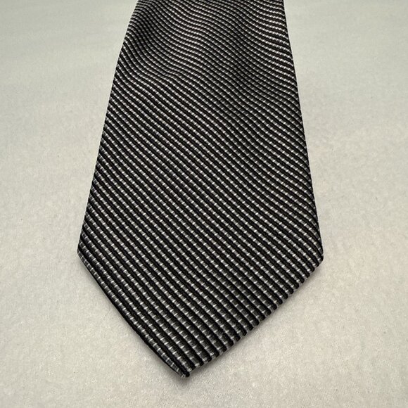 Brooks Brothers 346 Tie Mens Pure Silk Black Gray Checked 3.75" 60" USA Italy - Picture 2 of 7